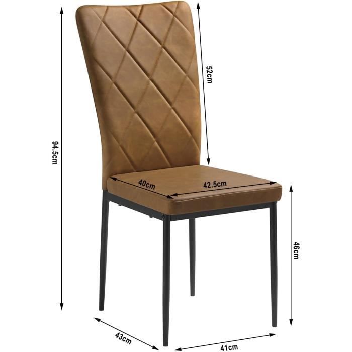 WOLTU Set of 4 Dining Chairs, Vintage PU Leather Kitchen Chairs, Padded Seat, Metal Legs, Brown W0ATT0049-4