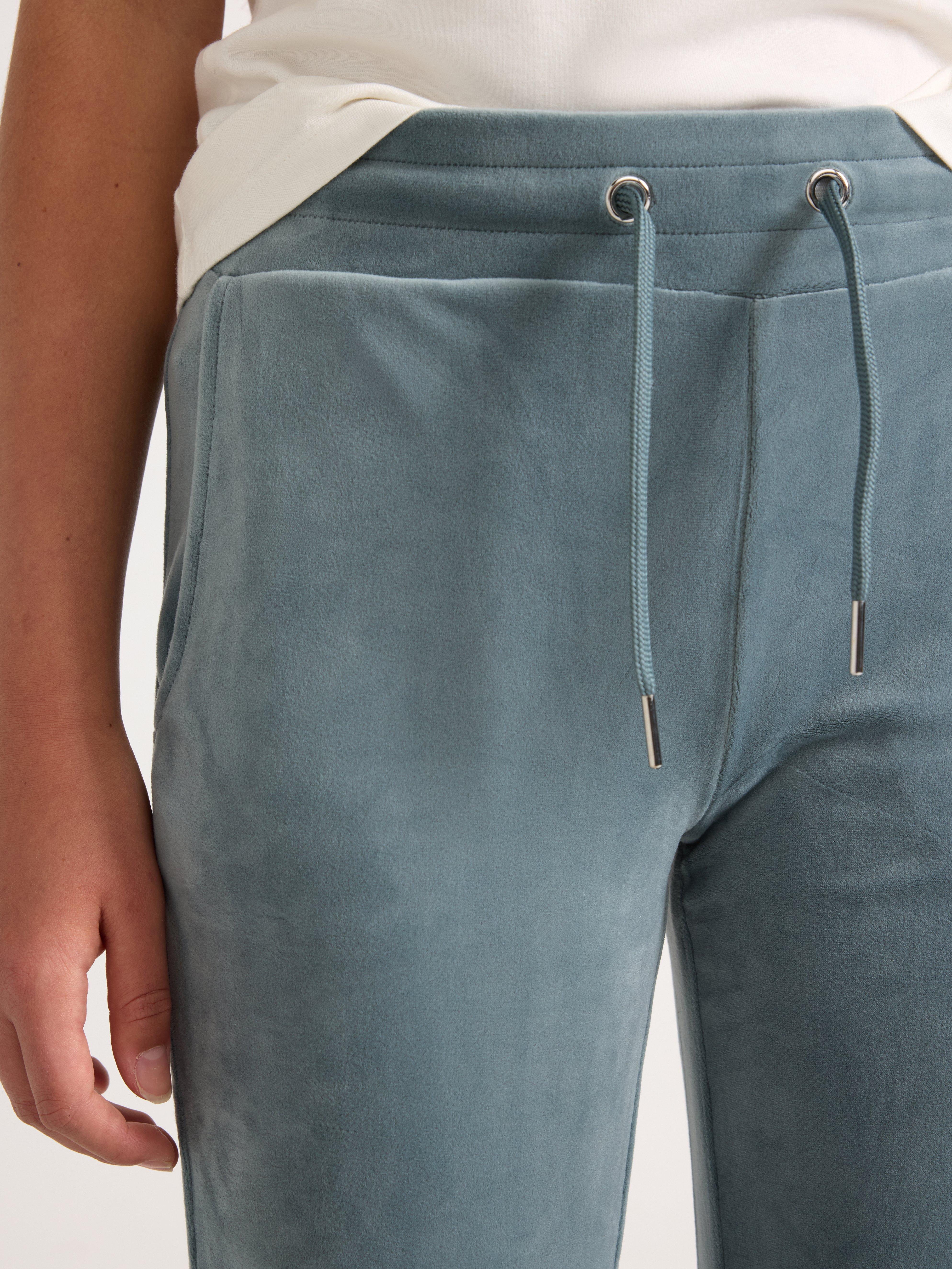 Dusty Aqua velour slengbukser