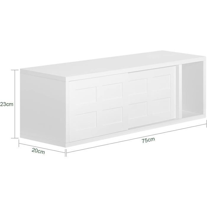 SoBuy Étagère Murale Meuble d’Entrée avec 2 Portes Coulissantes et 1 Compartiment 75x20x23 cm Blanc