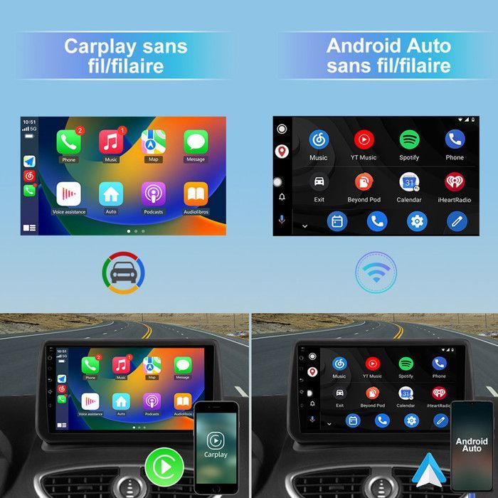 Autorradio AWESAFE Android 13 para Renault Clio 3 (2005-2014) 2GB+64GB con pantalla táctil de 9