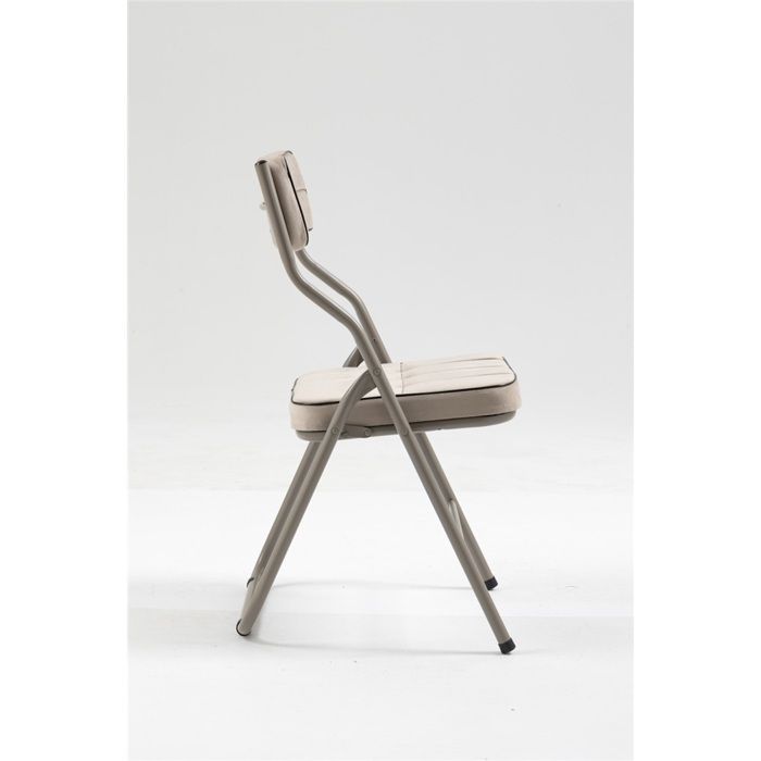Set van 2 opklapbare stoelen met kaki kussens - Draagbaar voor eetkamer, keuken, kantoor, feest, bruiloft