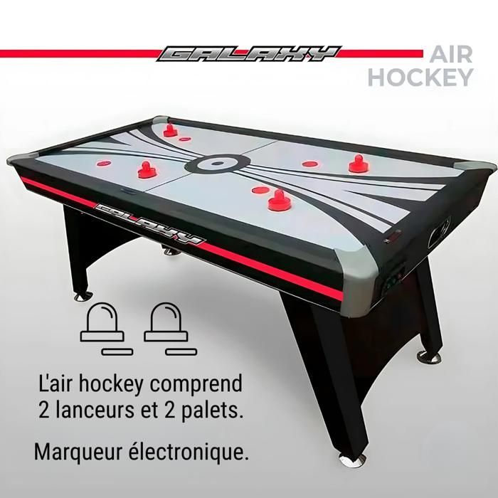 DEVESSPORT Galaxy Air Hockey Tabletop Game with Electronic Scorer. Air-Powered, Stable, Modern Design