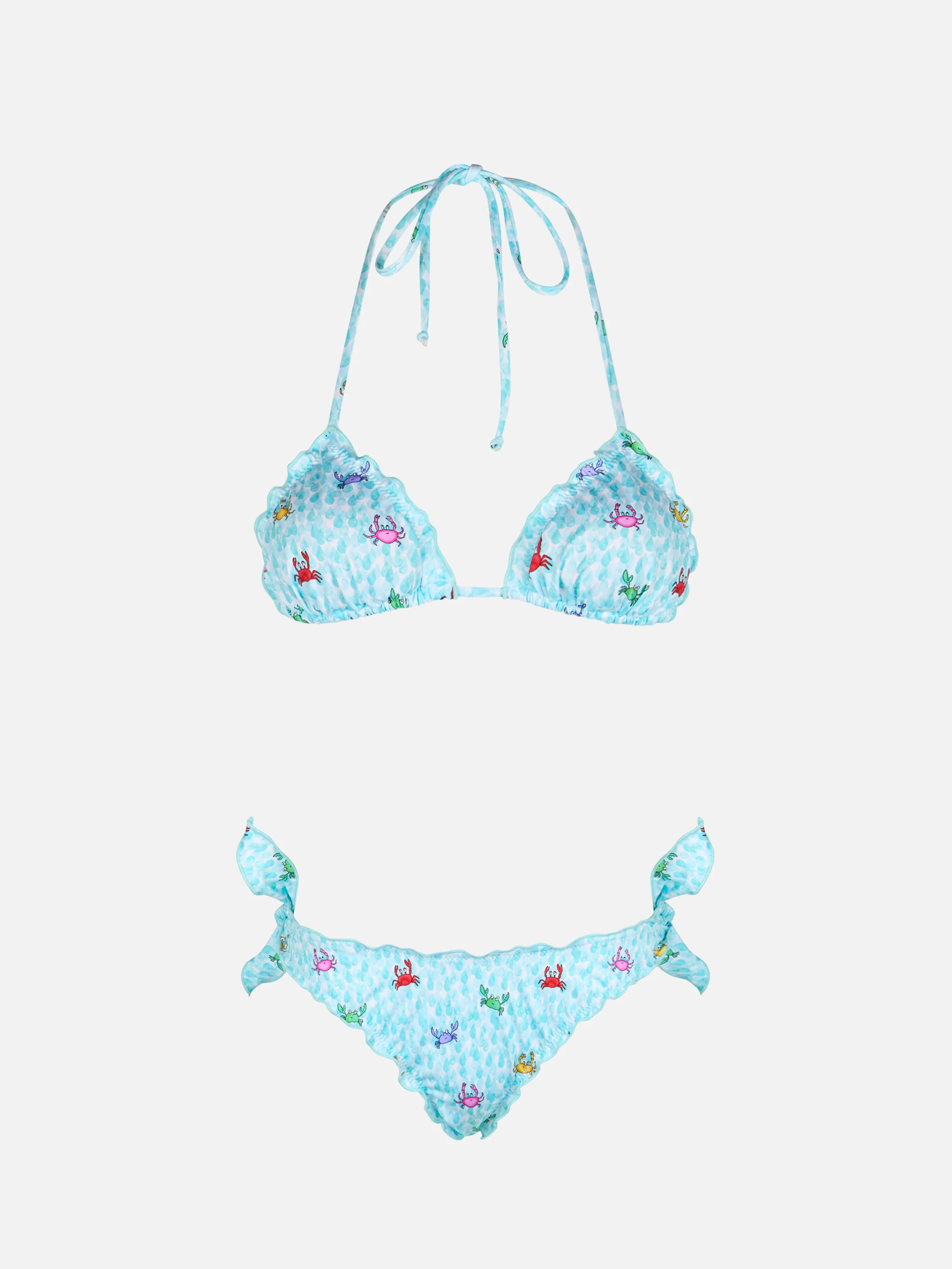 Damesbikini Sarius | Verschuifbaar driehoekig topje & verstelbaar broekje | Krabbenprint | Saint Barth
