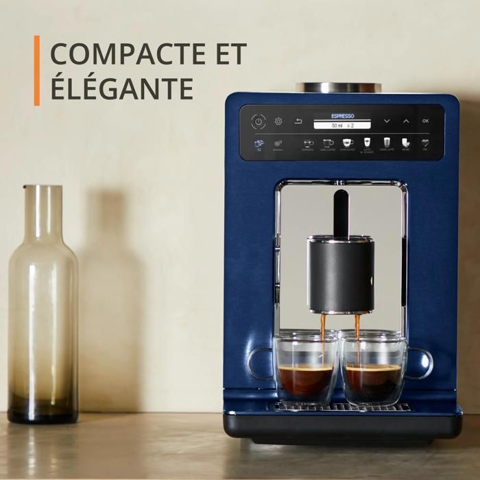 KRUPS Bean-to-Cup Coffee Machine, Brushed Blue Aluminum, EVIDENCE by WILMOTTE EA89W410