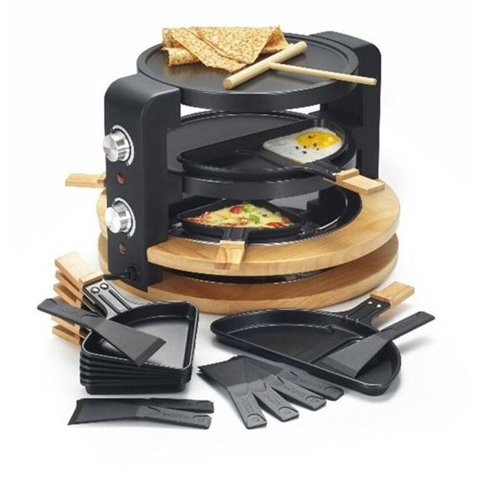 Raclette - KITCHEN CHEF - Redonda para 8 Pessoas - 1500W - Acabamento em Madeira