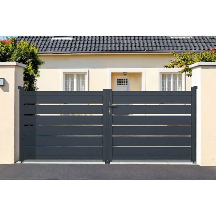 Puerta batiente - Casanoov - VOGEL - 3 m de altura (125 cm) - Gris - Aluminio