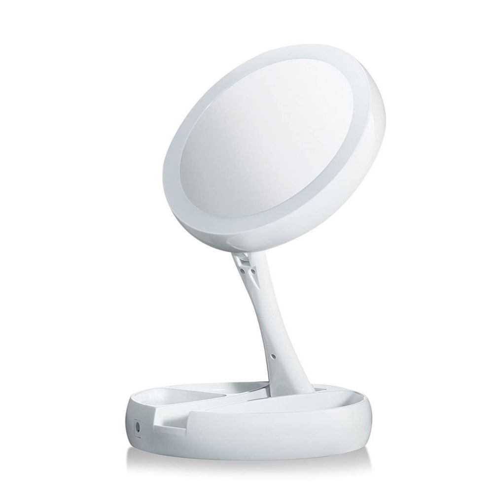 UNIQ Miroir de maquillage pliable avec lumière LED et grossissement 10x