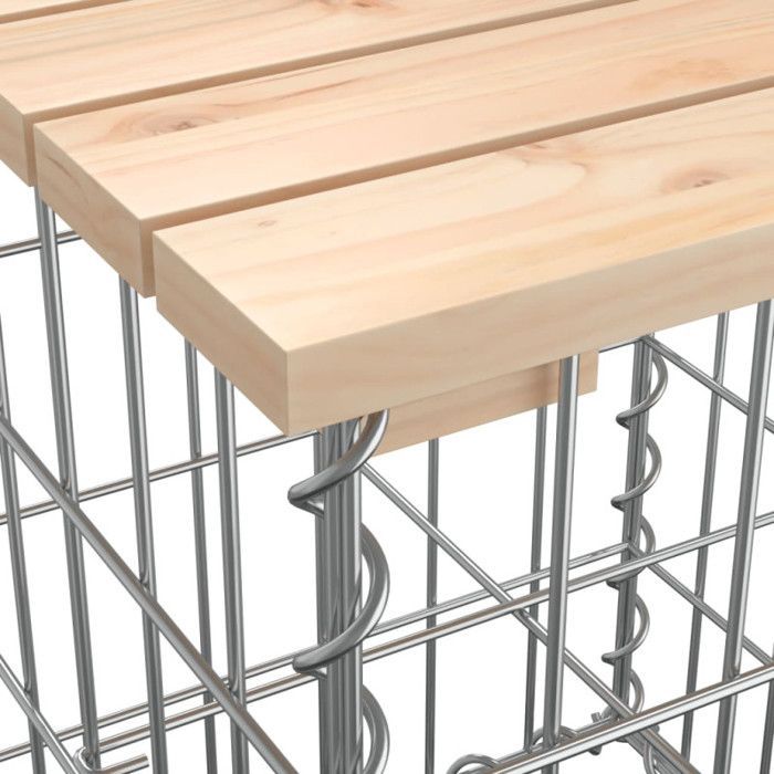 Banco de jardín con diseño de gaviones vidaXL, 183x41x60,5 cm, madera maciza de pino, 834387