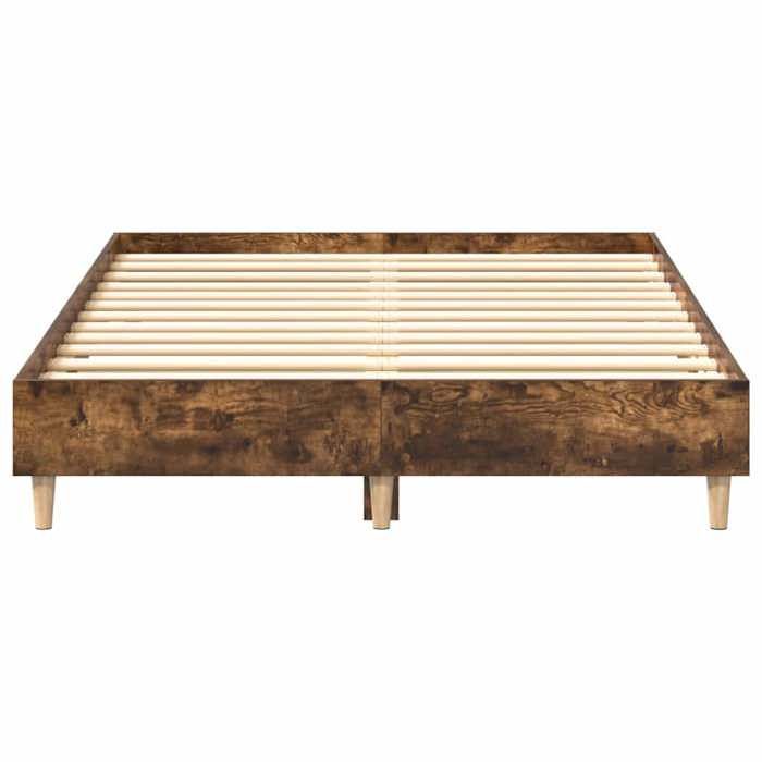 Estructura de cama de madera de ingeniería - vidaXL - 120x190 cm - Roble ahumado - Base de láminas - Patas robustas