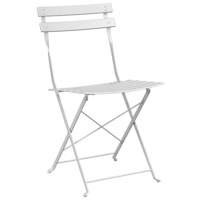 Conjunto de bistró plegable - BURKE - 3 piezas - Blanco - Acero - Mesa plegable - 2 sillas plegables - 50x50x71 cm