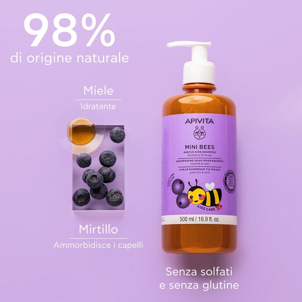 APIVITA Shampoing pour enfants Apivita Blub & Honey 500 ml Shampoing doux pour enfants