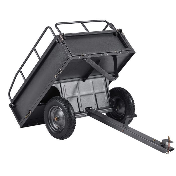 Remolque basculante DUOKU - 283 L - Acero - Neumáticos de 14 pulgadas - Capacidad de 500 lb