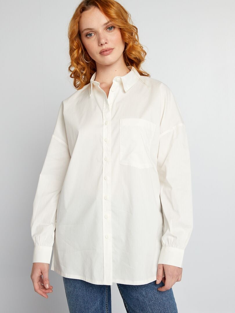 Oversized poplin overhemd - wit