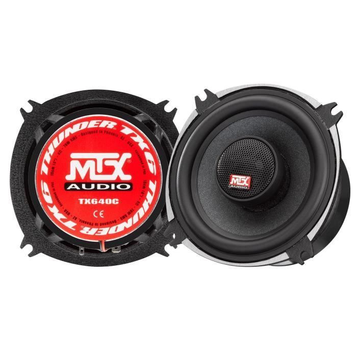 Altavoces coaxiales de 2 vías - MTX AUDIO - 10 cm 4 Ω 70 Wrms - Chasis de aluminio - Bobina móvil TIL de Ø25 mm - Tweeter de neodimio de Ø22 mm