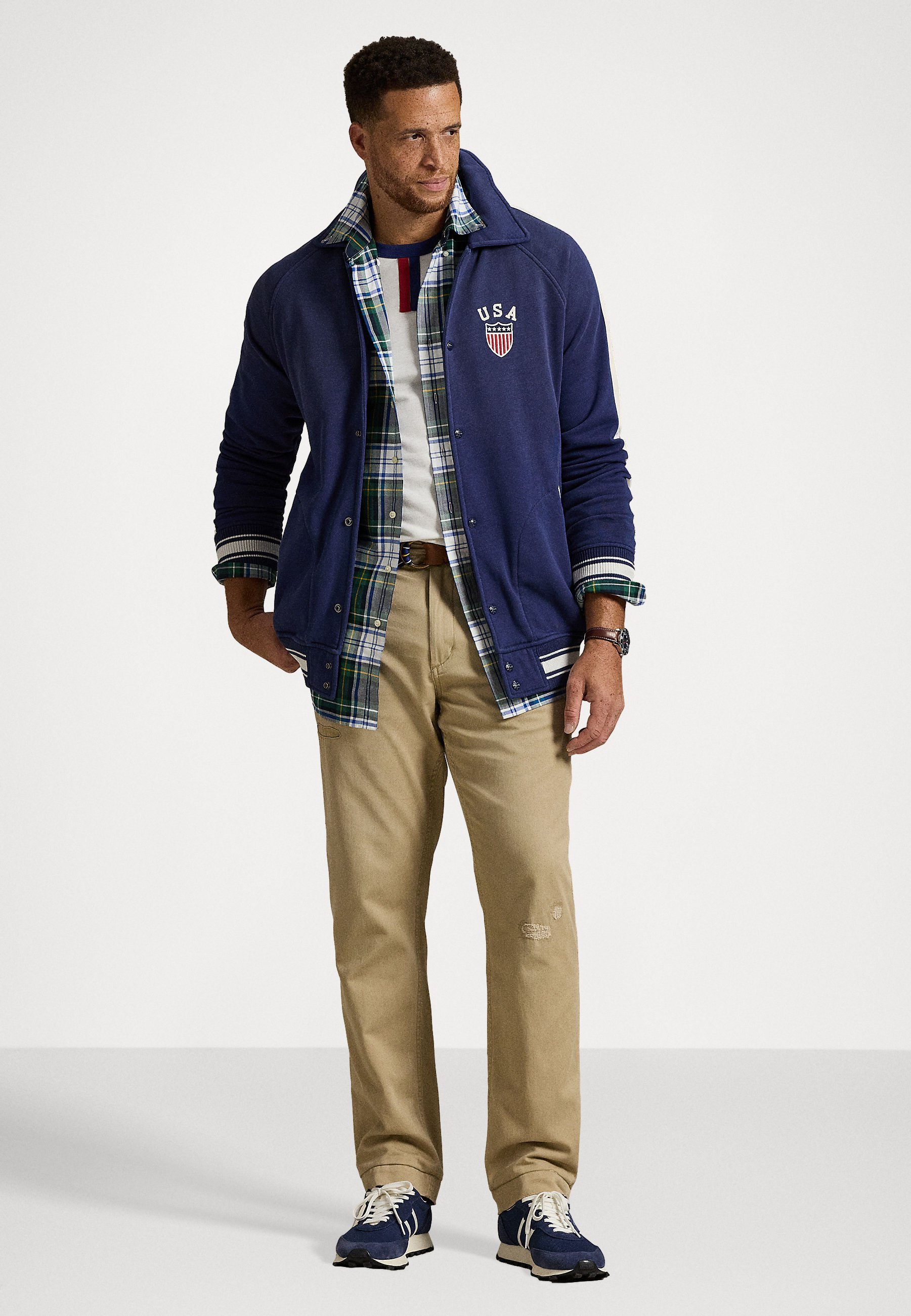 Giacca in pile con stampa grafica Polo Ralph Lauren Big & Tall - Felpa con zip - blu scuro