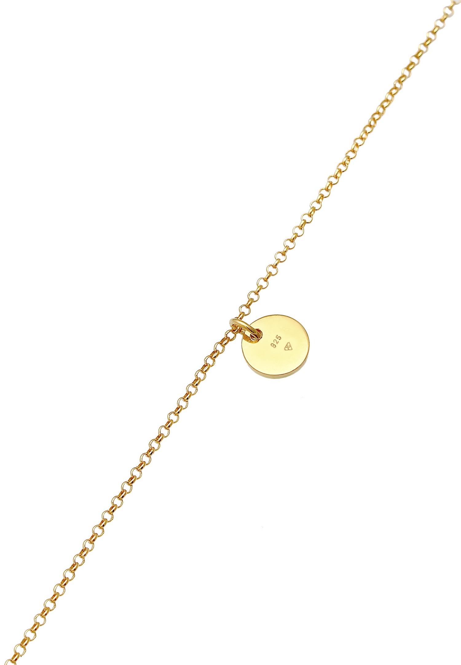 Elli Femme plaquette ronde Coin Basic ajustable en argent sterling 925 plaqué or