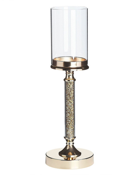 Świecznik lampion metal 41 cm złoty