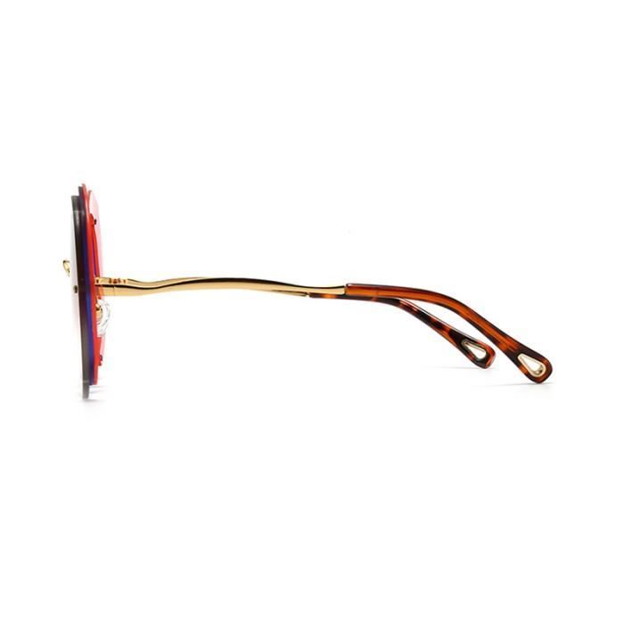 SHARPHY Lunettes de soleil femme cadre rond conception spéciale mode rose métal voyage conduire Anti-UV