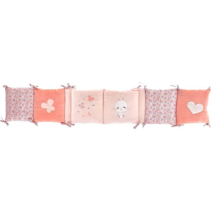 Lapinou bed bumper - DOMIVA - 100% Polyester microfiber - Adaptable - Pink - 30 x 180 cm