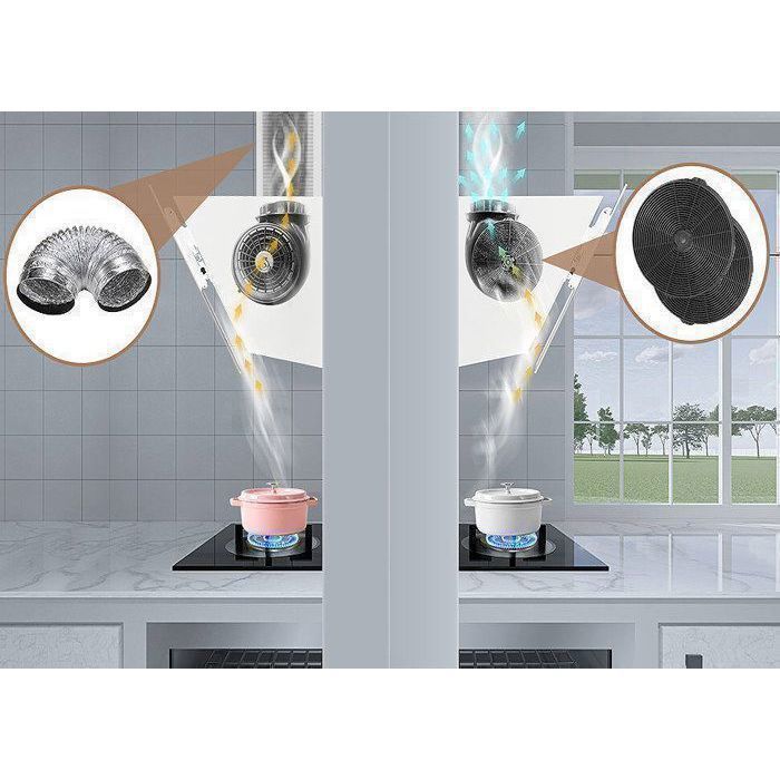 Hotte aspirante,murale de cuisine inclinee hotte,A++,700m³/h,3 Vitesses,Recyclage avec Filtre à Charbon,Touche Tactile L60 cm