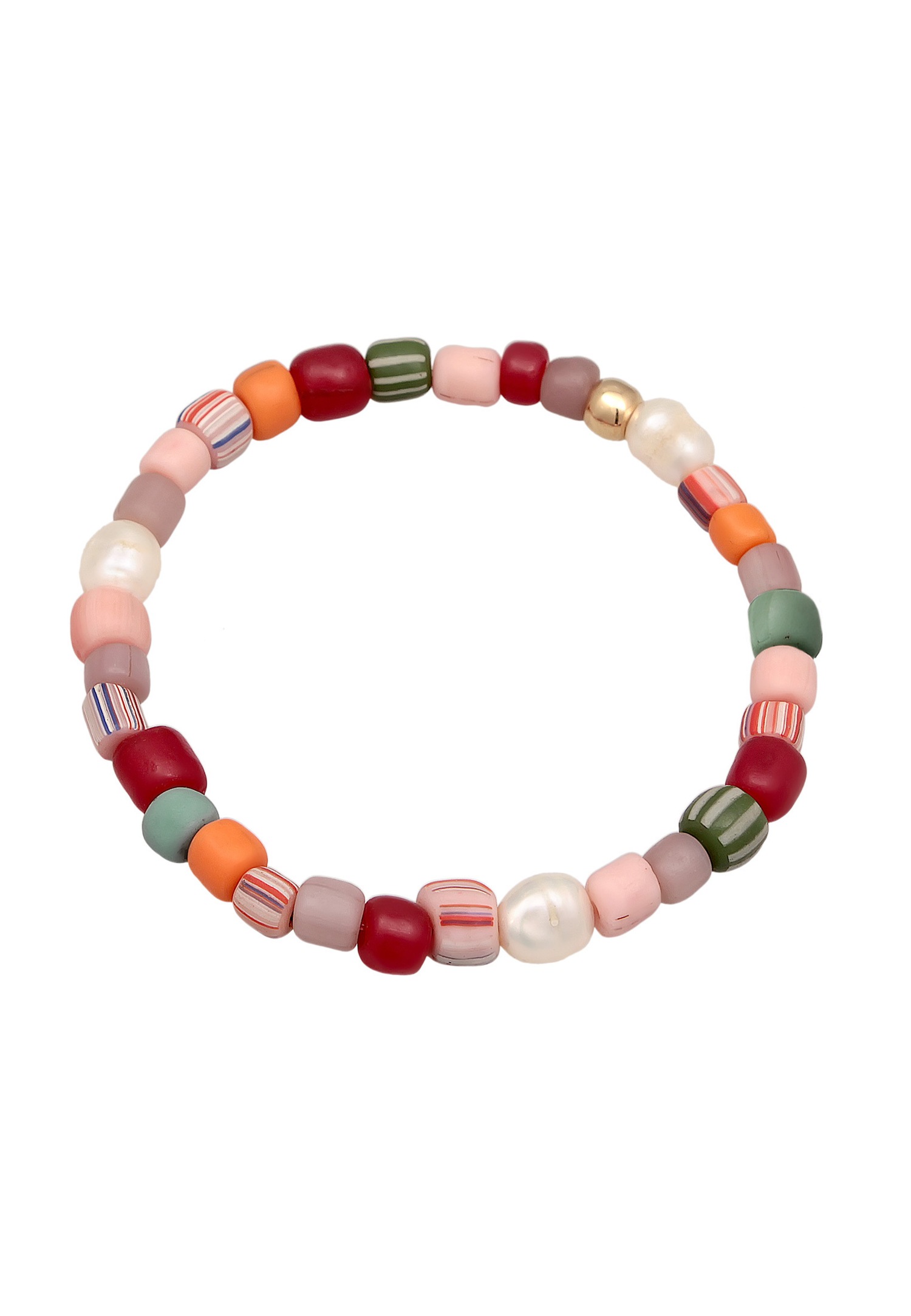 Elli Femmes Perles de verre multicolores avec Perles de culture d'eau douce en argent sterling 925 plaqué or