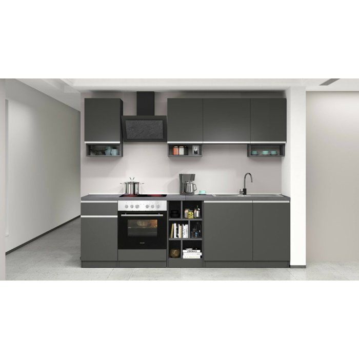 Cocina completa Attimis Dmora, en madera noble gris pizarra.