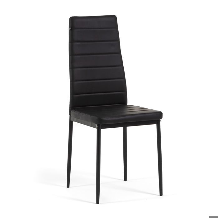Conjunto de mesa de cristal templado ETTORE y 4 sillas de piel ecológica LIDIA, ideal para el comedor y la cocina (Gris oscuro).