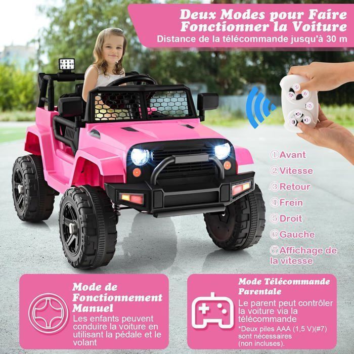 Quad eléctrico GOPLUS de 12 V para niños de 3 a 8 años con control remoto 2.4G - Capacidad de carga de 30 kg - Bocina y música - Velocidad de 2.5 a 4.5 km/h - Rosa