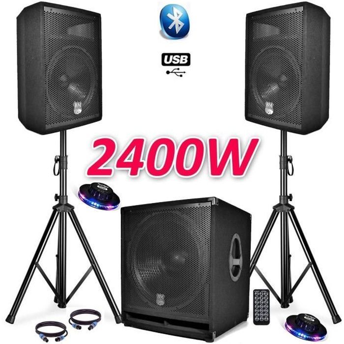 SISTEMA AUDIO COMPLETO BMS1812 USB-Bluetooth 2400W Subwoofer da 18