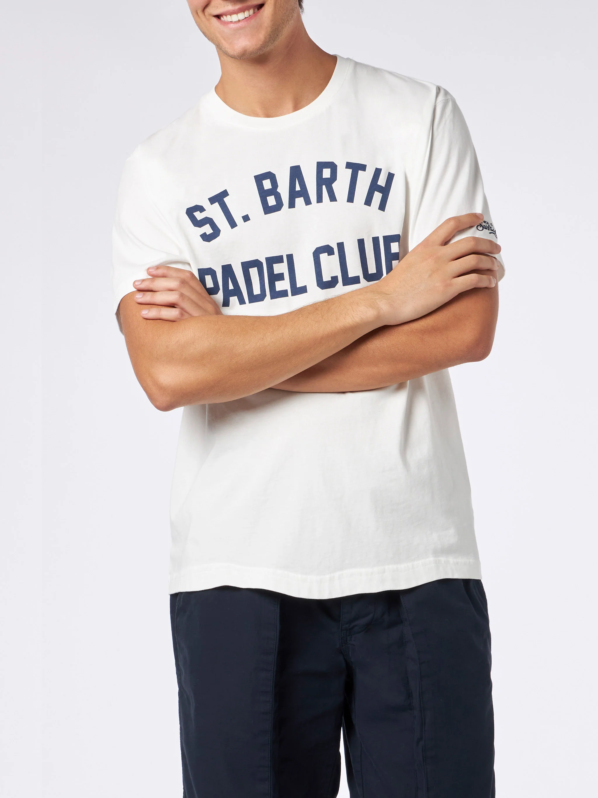 T-shirt van zwaar katoen voor heren met opdruk van de St. Barth Padel Club.