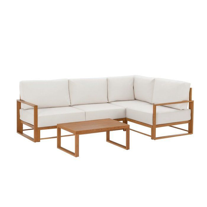 SANTA hoekbank tuinset - Aluminium met houtlook - 5 personen - Ecru