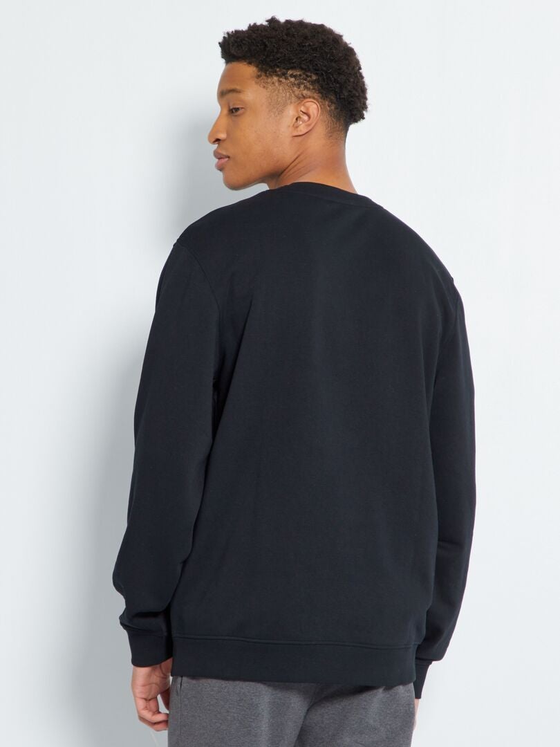 Effen sweatshirt met ronde hals +190 cm - Zwart
