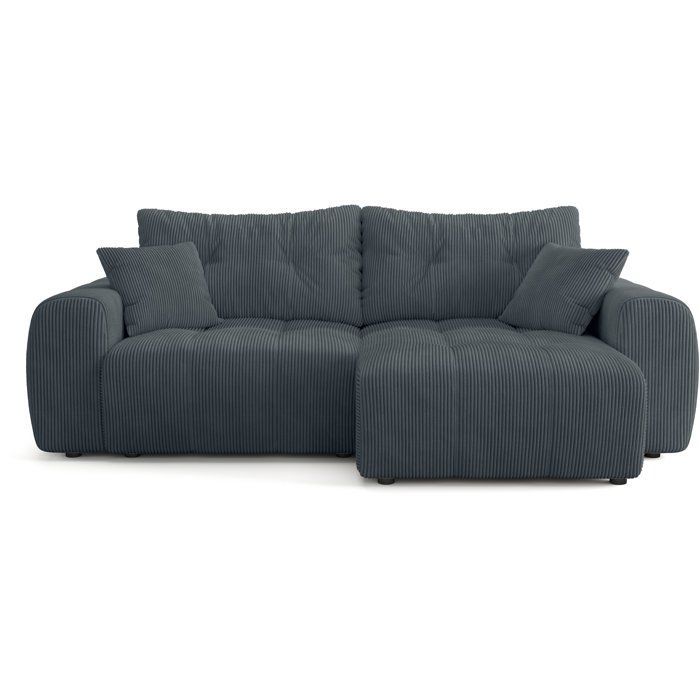 Convertible corner sofa - 4-seater - BRANDON - Anthracite Grey Fabric - 242 x 144 x 86 cm
