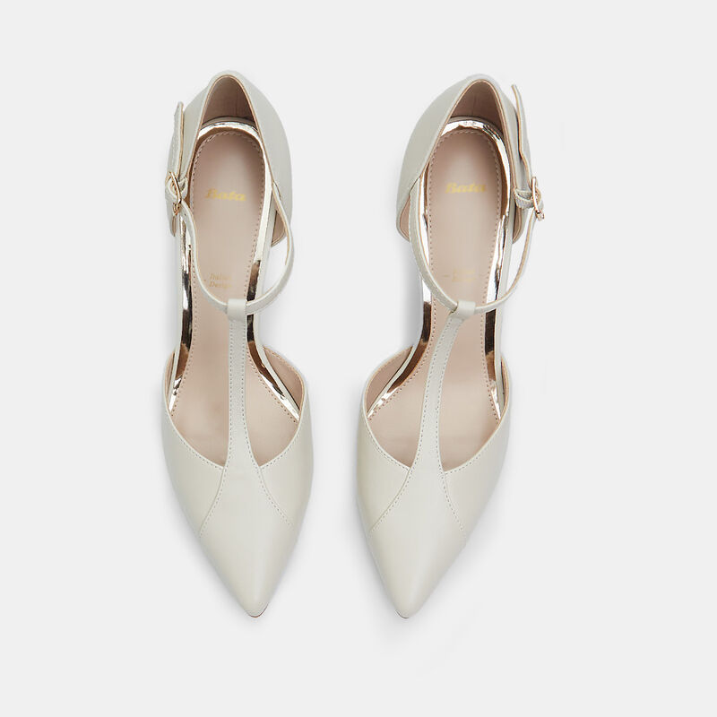 BATA Dampumps i Läder med T-rem, 8 cm Klack