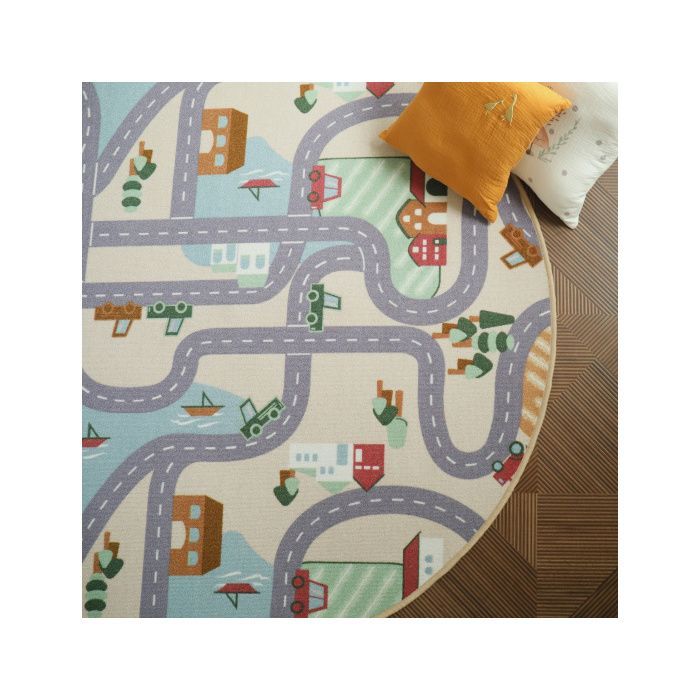 Tapis rond de jeu enfant - Circuit de voiture - Campagne - Ø 150 cm