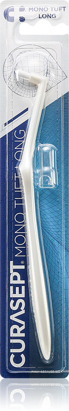 Escova de dentes Curasept Specialist Mono Tuft Long com uma única cerda.