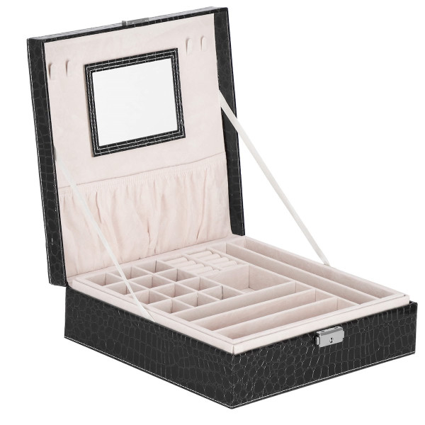 Szkatułka na biżuterię ekoskóra 26x26x8,5 cm organizer
