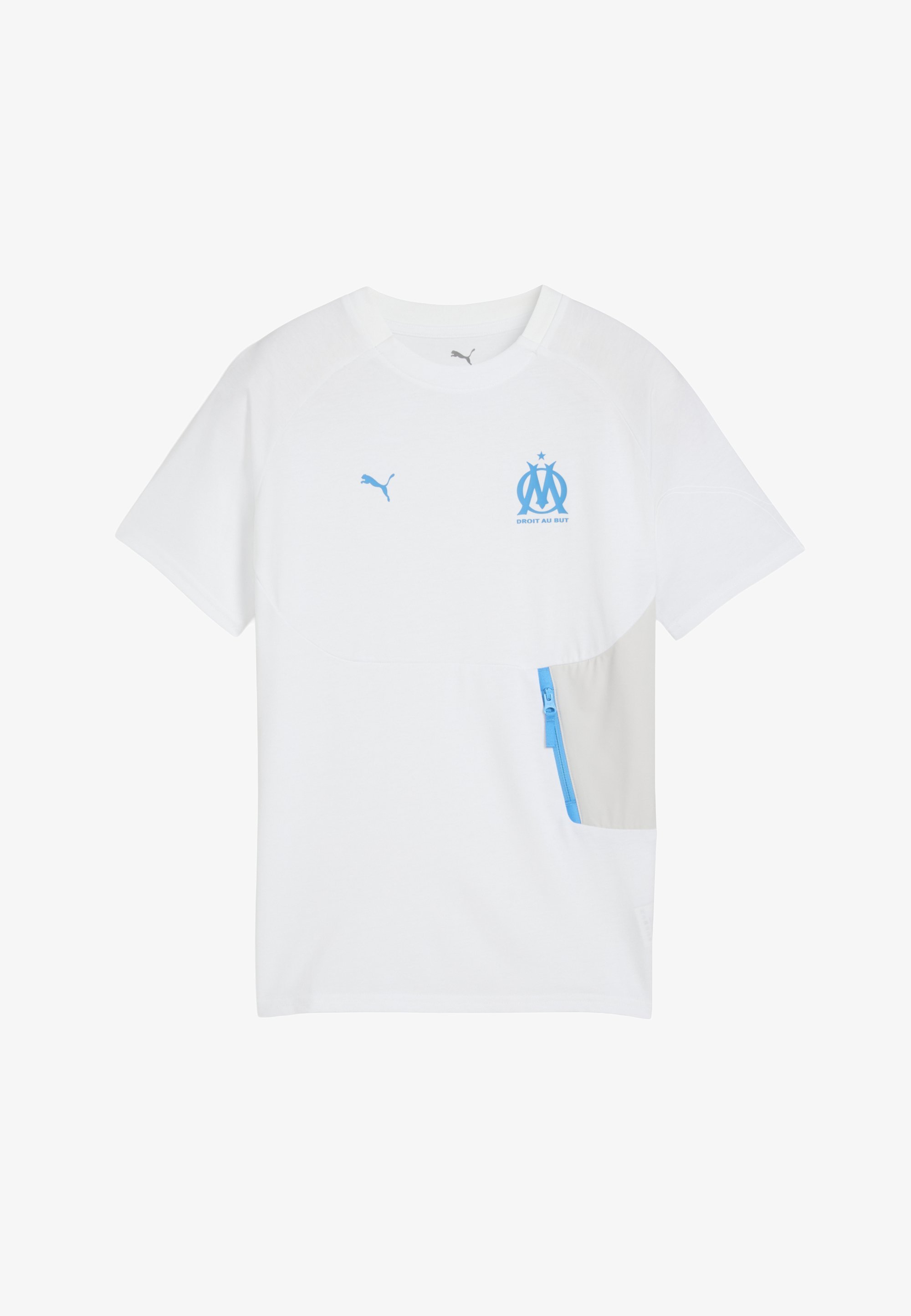 Puma OLYMPIQUE DE MARSEILLE POCKET - T-shirt print - wit-azuurblauw