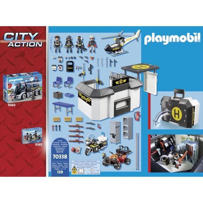 PLAYMOBIL 70338 - City Action - Quartier général transportable policiers d'élite
