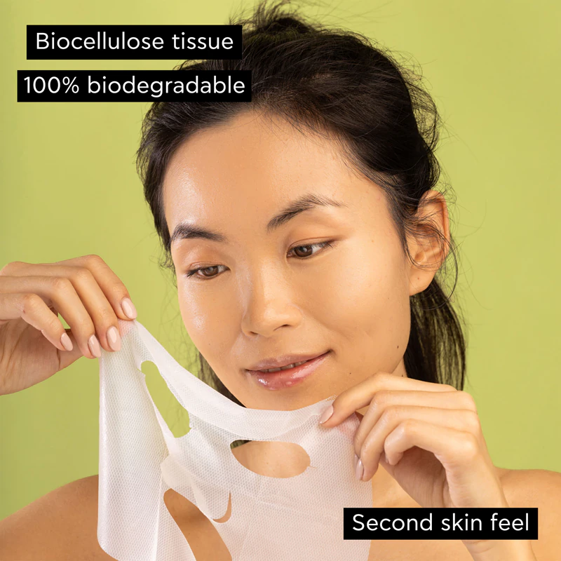 Máscara facial de tecido hidratante Apivita Express Beauty com abacate para acalmar a pele.
