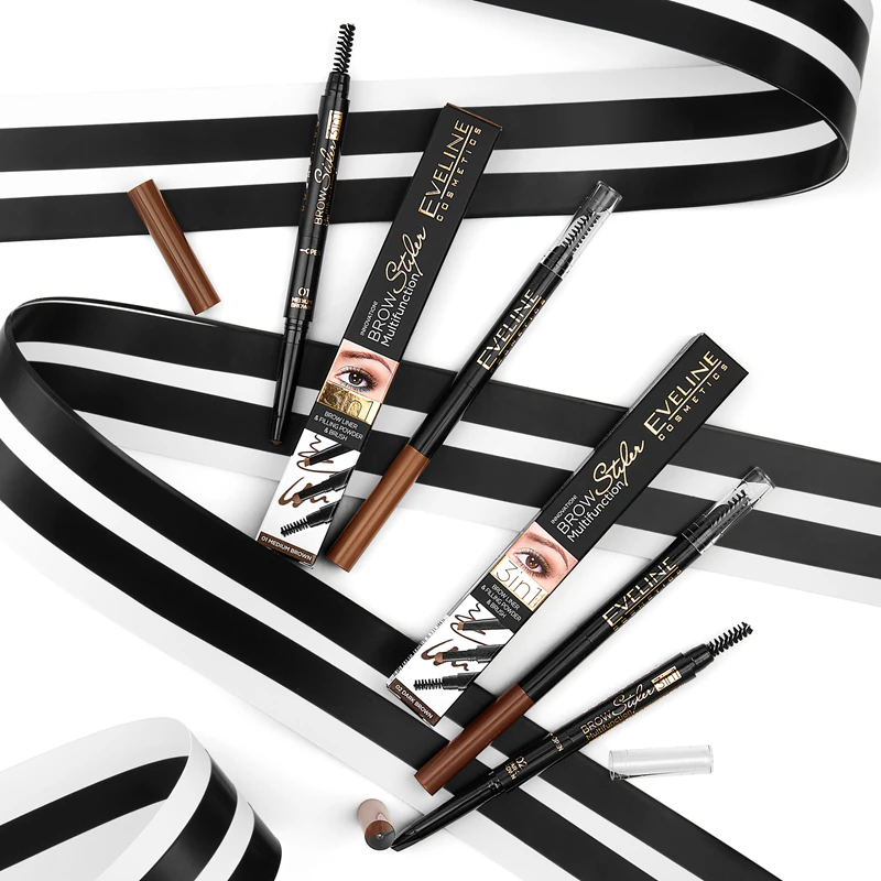 Lápis de sobrancelha de precisão 3 em 1 Brow Styler da Eveline Cosmetics