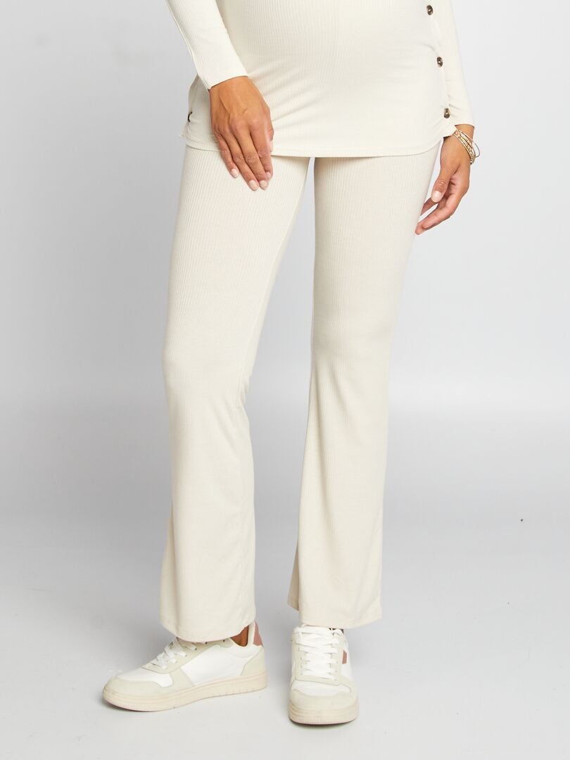 Zwangerschapsshirt + geribde broek set - BEIGE