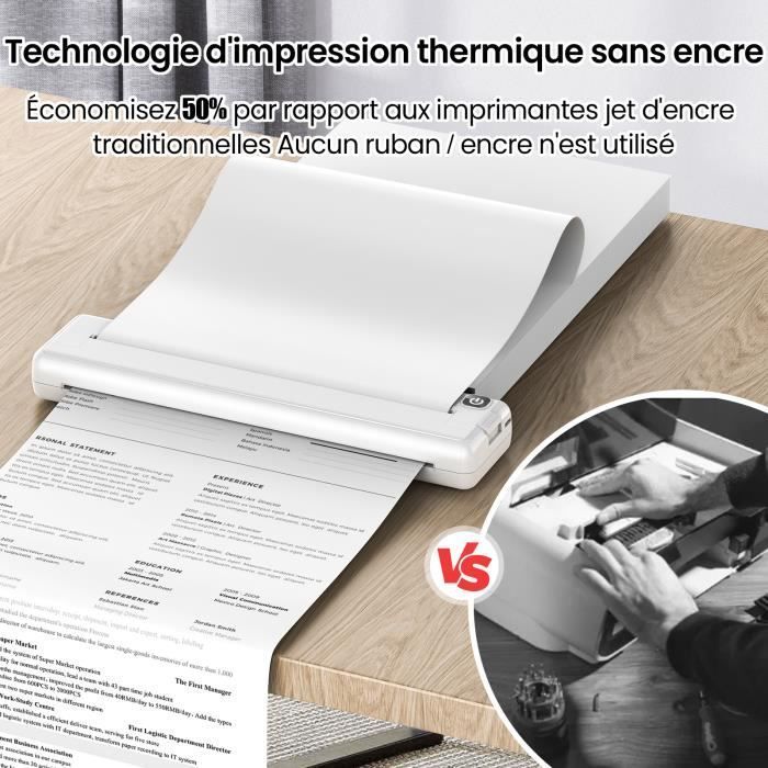 Impresora térmica A4 - UVERBON - Portátil - Sin tinta - Bluetooth - 100 hojas incluidas