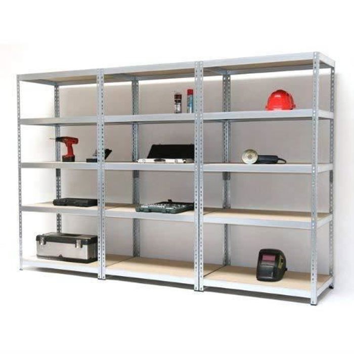 Scaffalatura portaoggetti Grizzly in metallo rinforzato per carichi pesanti, 5 ripiani, 180 x 120 x 60 cm, capacità di carico: 875 kg