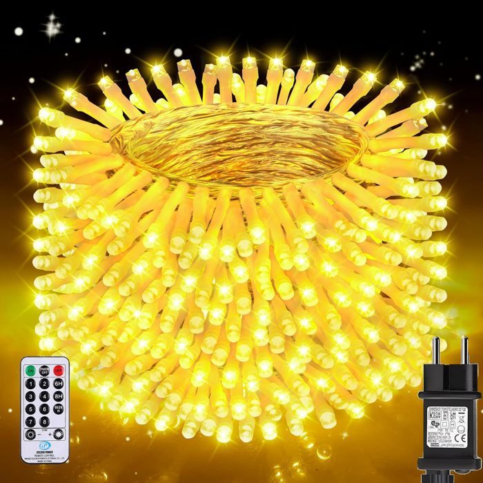 Luci decorative a stringa per interni/esterni da 30 m, 300 LED, IP44, per alberi di Natale, 8 modalità di illuminazione con telecomando.