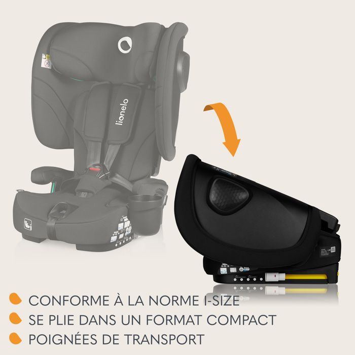 Cadeira auto LIONELO Nelly i-Size 76-150cm - ISOFIX - Dobrável - Porta-copos - Grupo 1/2/3 - Preta