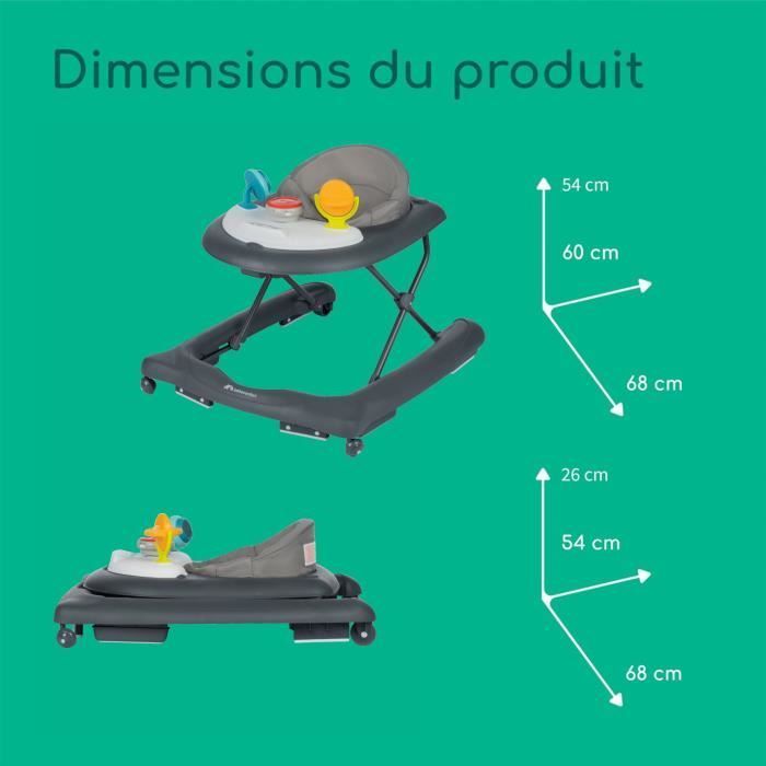 Girello BEBECONFORT EXPLORER con vassoio musicale, da 6 a 18 mesi (12 kg), colore grafite.