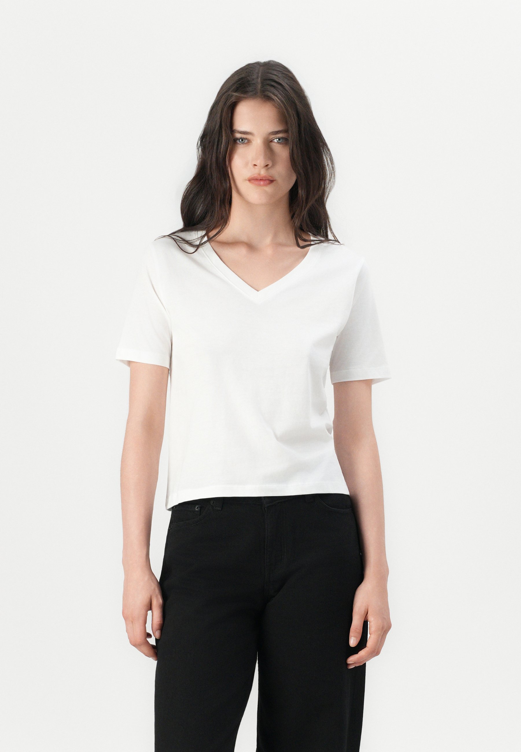 JDY JDYREX V NECK PACK 2 T-shirt basic - black/cloud dancer
