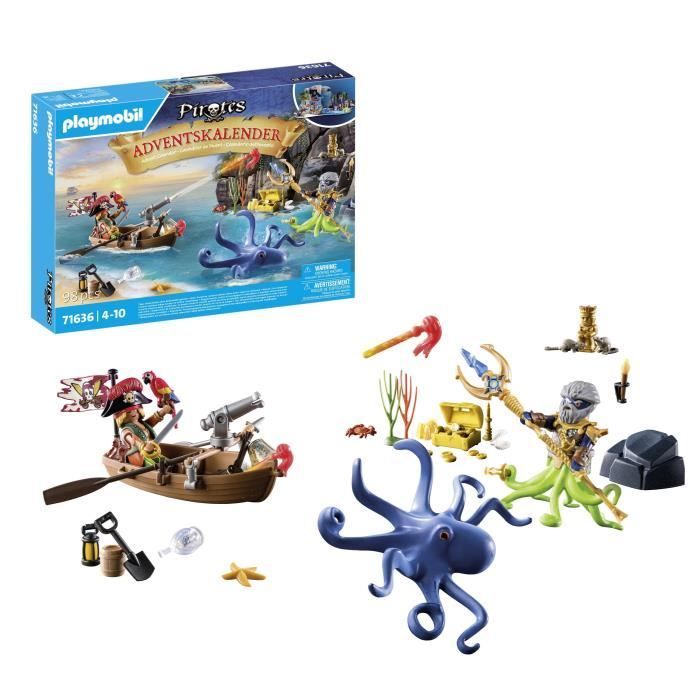 PLAYMOBIL 71636 Calendrier l'Avent Pirate, 24 surprises, 98 pièces, Dès 4 ans