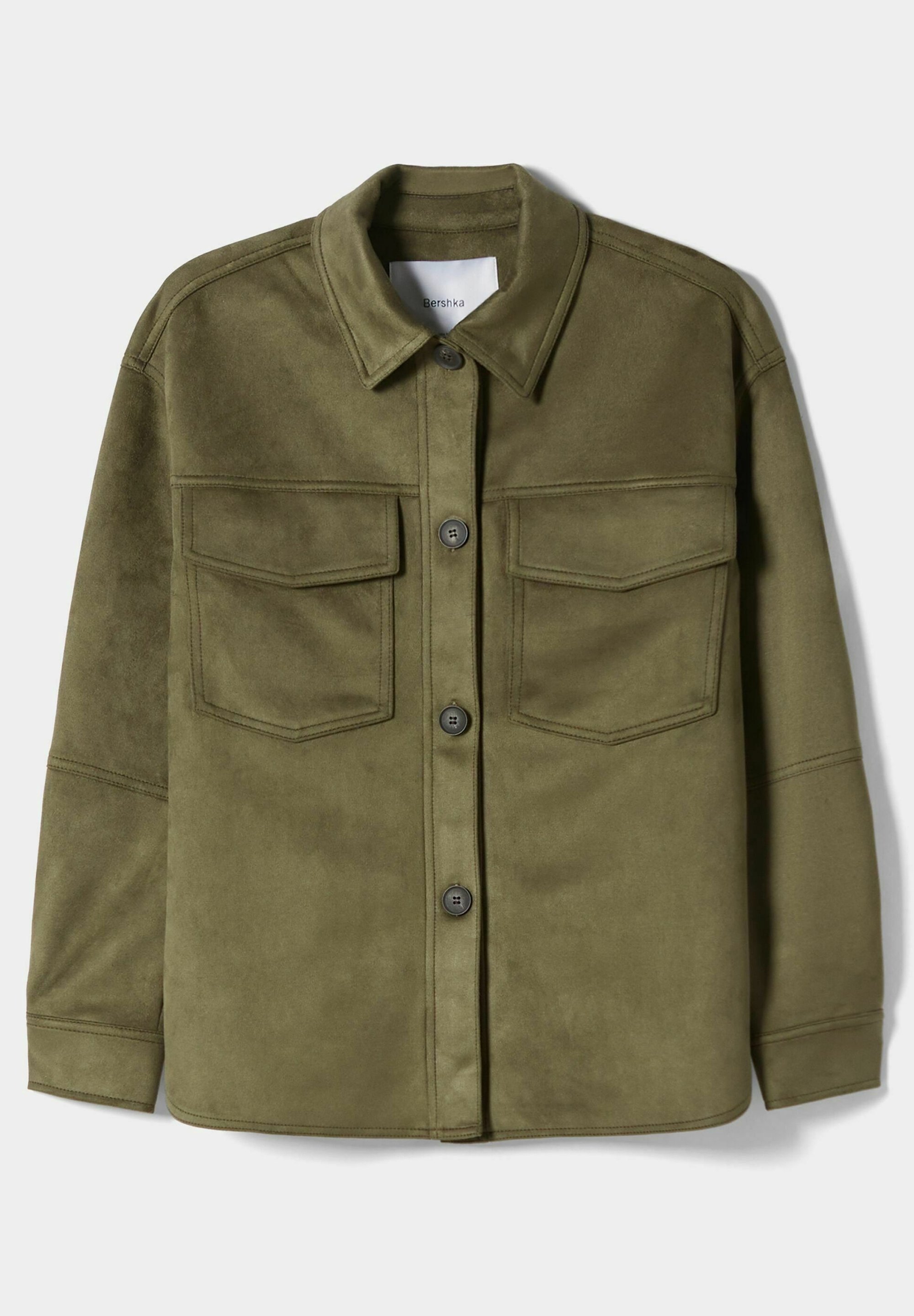 Giacca in similpelle Bershka - verde scuro